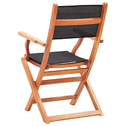 Maison Chic Lot de 2 Chaises pliables de jardin - Fauteuil d'extérieur Noir Eucalyptus et textilène -MN35070 pas cher