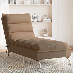 vidaXL Chaise longue de massage avec coussins marron tissu 