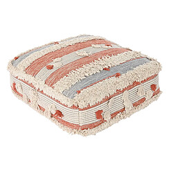 Pouf DKD Home Decor Rayures Orange Blanc 60 x 60 x 25 cm Boho