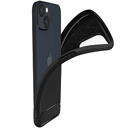 Avizar Coque pour iPhone 14 Renforcée Souple Carbone Effet Brossé Noir pas cher