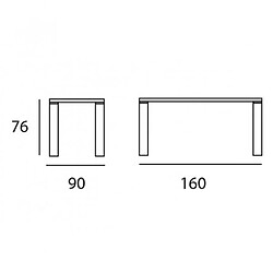 Inside 75 Table repas ECO 6 couverts 160 x 90 x 76 cm pieds noirs plateau céramique vulcano