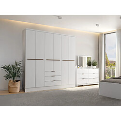 Vente-Unique Armoire 6 portes et 3 tiroirs - L180 cm - Blanc - PEROLI