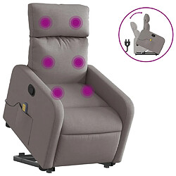 vidaXL Fauteuil inclinable de massage Taupe Tissu