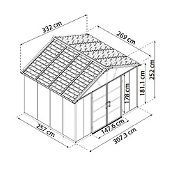 Abris de jardin 7.9m² gris avec base - 705160 - PALRAM