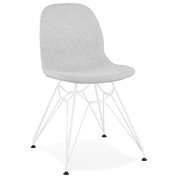 Alterego Chaise design 'DECLIK' grise claire avec pieds en métal blanc DECLIK