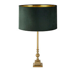 Searchlight Lampe de Table Laiton Antique, Abat-jour Velours Vert