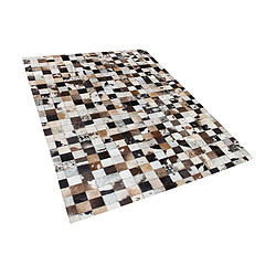 Beliani Tapis en cuir blanc et beige 160 x 230 cm CERLI