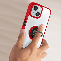 Avis Avizar Coque pour iPhone 15 Hybride Bague Métallique Support Vidéo Ringrip Rouge