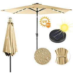 Ecd Germany Parasol de jardin avec LED manivelle protection solaire Ø 3m parapluie marron