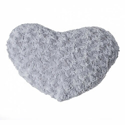 Coussin Coeur Bouclée 28x36cm Gris Clair