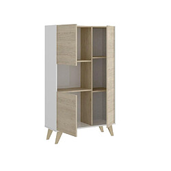 Acheter Vente-Unique Buffet haut KOLYMA - 3 portes & 1 niche - Coloris : Chêne & Blanc