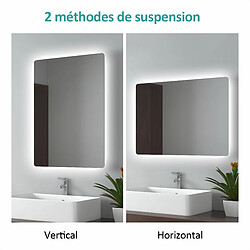 Avis EMKE Miroir de Salle de Bain avec Éclairage 50 x 70cm LED Miroir Lumière Rétro-éclairage Anti-buée + 3 Températures de Couleur et Luminosité Réglable + Interrupteur tactile