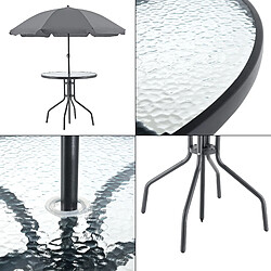 Salon de Jardin Milagro de 4 Places avec Parasol Verre Noir Gris Foncé [en.casa] pas cher