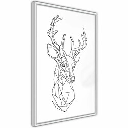 Paris Prix Affiche Murale Encadrée Minimalist Deer 20 x 30 cm Blanc