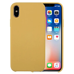 Wewoo Coque jaune pour iPhone X Couleur Pure Silicone Liquide + PC Dropproof Étui de Protection Arrière