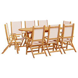 vidaXL Ensemble à manger de jardin 9pcs bois d'acacia solide textilène