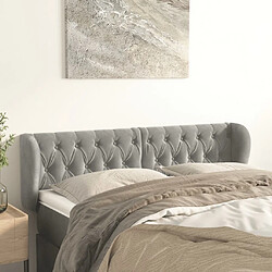 Maison Chic Tête de lit scandinave avec oreilles,meuble de chambre Gris clair 163x23x78/88 cm Velours -MN79348