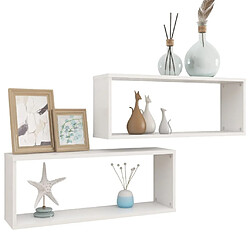 Avis Maison Chic Lot de 2 Étagères murales,Étagère Rangement flottate cube Blanc 60x15x23 cm Aggloméré -MN74133