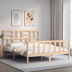 Maison Chic Cadre/structure de lit avec tête de lit pour adulte - Lit Moderne Chambre King Size bois massif -MN45104