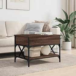 Avis ComfortXL Table Basse Chêne Marron 70x50x50 Cm Bois D'ingénierie Et Métal