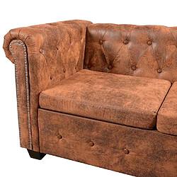 Acheter vidaXL Canapé d'angle Chesterfield 6 Places Cuir artificiel Marron