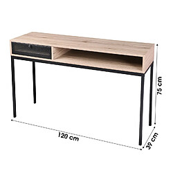 Urban Living Console design industriel Soho - L. 120 x H. 75 cm - Noir