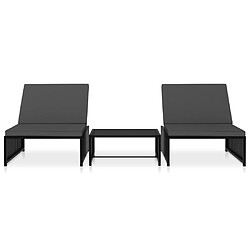 vidaXL Chaises inclinables de jardin lot de 2 et table résine tressée