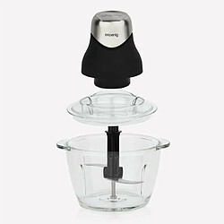 Hkoenig Mini Hachoir Noir Chromé 500mL Bol verre 320W - 4 Lames en Inox avec Couvercle de sécurité Noire