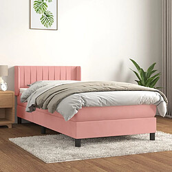 Maison Chic Lit adulte- Lit + matelas,Sommier à lattes de lit avec matelas Rose 90x200 cm Velours -GKD51676