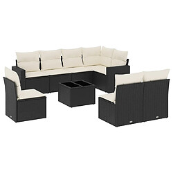 Maison Chic Salon de jardin 9 pcs avec coussins | Ensemble de Table et chaises | Mobilier d'Extérieur noir résine tressée -GKD75358