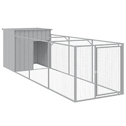 vidaXL Niche pour chien avec cour gris clair 110x405x110 cm