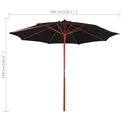 Helloshop26 Parasol avec mât en bois 300 x 258 cm noir 02_0008118 pas cher