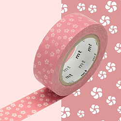 Masking tape rose fleurs blanches - 1,5 cm x 7 m