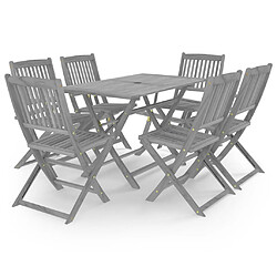 vidaXL Ensemble à manger de jardin 7 pcs Bois d'acacia massif Gris