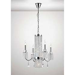 Luminaire Center Suspension Emily 4 Ampoules chrome poli/cristal