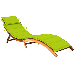 vidaXL Chaise longue de jardin avec coussin Bois d'acacia solide