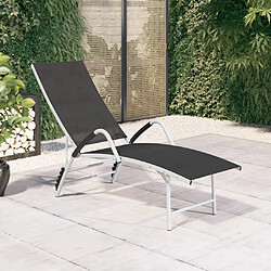 vidaXL Chaise longue Textilène et aluminium Noir