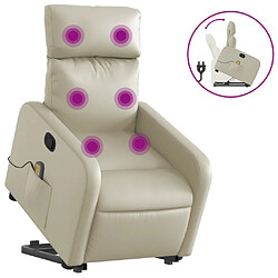 vidaXL Fauteuil inclinable de massage Crème Similicuir