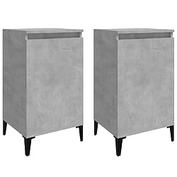 vidaXL Tables de chevet 2 pcs gris béton 40x35x70 cm bois d'ingénierie