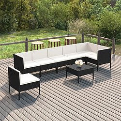 vidaXL Salon de jardin 8 pcs avec coussins résine tressée noir