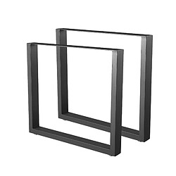 Bcelec HM8072-B Jeu de 2 Pieds de table en acier format rectangulaire noir, Pieds pour meubles, Pieds de table métal 80x72cm