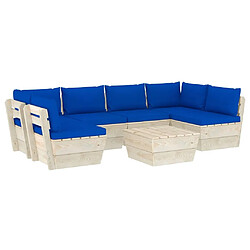 Maison Chic Salon de jardin palette 7 pcs avec coussins - Table et chaises d'extérieur - Mobilier/Meubles de jardin Moderne épicéa imprégné -MN66260