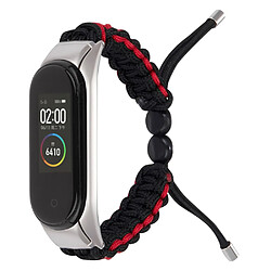 Bracelet en nylon cordon de serrage réglable, noir/rouge pour votre Xiaomi Mi Band 3/Mi Band 4