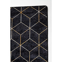 Pegane Tapis rectangulaire antidérapant imprimé, moquette en polyester avec motif noir - Longueur 190 x Profondeur 2 x Hauteur 130 cm