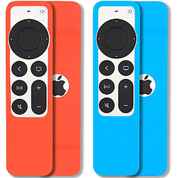 SANAG Lot De 2 Coques De Protection Pour Telecommande Apple Tv Siri 2021(2E Generation) \U2013 Cordon Inclus, Antiderapant, Absorption Des Chocs(Bleu Ciel Et Rouge)