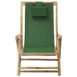 vidaXL Chaise de relaxation inclinable Vert Bambou et tissu