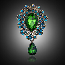 Acheter Broche Femme Décoration Pin Echarpe Bijoux de Mariage Strass Goutte d'Eau Verte