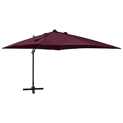 ComfortXL Parasol Déporté Avec Mât Et Lumières LED Rouge Bordeaux 300 Cm