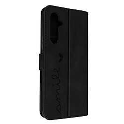 Avizar Étui Folio pour Galaxy A54 5G Motif Smile Portefeuille Support Vidéo Noir