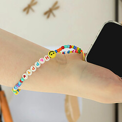 Acheter Avizar Bijou Téléphone Bracelet à Perles, Smiley, cœurs, lettres Happy Collection Smile